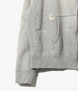 Chaqueta Bomber Vintage Gris Desgastada con Cierre, Logotipo Personalizado, Cuello de Béisbol, Sudadera Extra Grande y Gruesa para Hombre - Product Image 3