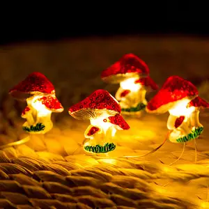 可爱蘑菇灯发光二极管3D蘑菇照明铜线串灯花园装饰夜灯