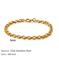 Bracelets empilables en chaîne pour femmes, bijoux fantaisie, plaqués or, en acier inoxydable, résistants à l'eau, avec maillons ovales en forme de corde, ensemble de bijoux