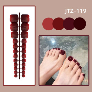 Qianya 24 faux ongles de pieds carrés courts à presser, couleur unie brillante, couvrance totale, réutilisables, pour femmes - Product Image 2