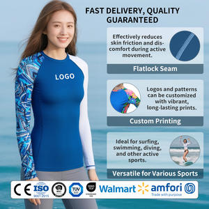Traje de baño Rash Guard de mujer de manga larga con estampado personalizado Protección solar Camiseta de natación de secado rápido UPF 50 + Rashguard - Product Image 3