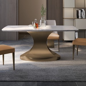 Mode à la mode en acier inoxydable or ou noir nickel base <span class=keywords><strong>table</strong></span> à <span class=keywords><strong>manger</strong></span> en marbre pour meubles de maison de luxe - Product Image 4