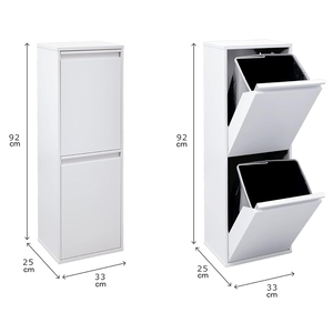 Contenitore per Rifiuti da Cucina <span class=keywords><strong>Salvaspazio</strong></span> in Metallo con Apertura a Ribalta, 2 Organizzatori per Rifiuti e Sistema di Smistamento - Product Image 2