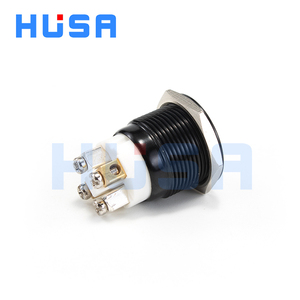 HUSA สวิตช์ปุ่มกดกันน้ำกันขโมย19มม. 1NO สวิตช์ไฟ LED IP65โลหะสีดำ12V 24V 220V การควบคุมชั่วขณะ - Product Image 5