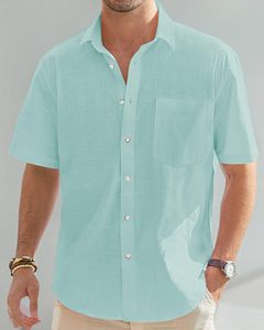 High Quality Men's Cotton <b>Linen</b> <b>Short</b> <b>Sleeve</b> <b>Shirts</b> Casual Button Up Beach Tops for Summer Wholesale - Product Image 6