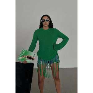 Suéter Alise Fitilli con Detalle de Flecos para Mujer, Manga Larga, Otoño, Casual, Verde, Benetton - Product Image 5