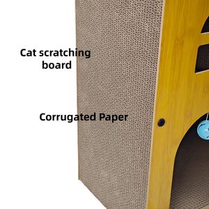 Offre Spéciale : <span class=keywords><strong>Maison</strong></span> pour chat DIY en forme de villa avec griffoir, en carton ondulé durable et résistant aux griffures, avec clochette et perchoir sautillant - Product Image 4