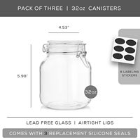 Bocaux en verre hermétiques avec couvercles à clipser, différentes capacités, compatibles lave-vaisselle, pour le stockage des aliments et l'utilisation en garde-manger