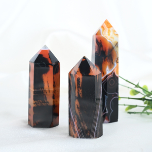 Wholesale Natural Crystal Tower <b>Red</b> and Black Sardonyx Agate Point for Crystal Craft - Product Image 2