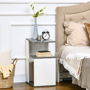 HOMCOM Irregular Design Chipboard Open <b>Shelf</b> Nightstand, 35x29.5x60 cm, Grey and White - Product Image 2