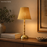 Lampe de table sans fil rechargeable DC en bambou et rotin naturel, écologique, E14, 5200 mAh, USB-C, commande tactile, pour la décoration intérieure, vente en gros