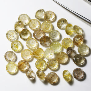 En gros 7mm Naturel Rutile Titane Quartz Cabochon Rond Cristal <span class=keywords><strong>Clair</strong></span> Abondant Rutile <span class=keywords><strong>Doré</strong></span> Pierres Précieuses En Vrac pour Incrustation - Product Image 1