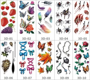 Adesivi per Tatuaggi Temporanei 3D a Forma <span class=keywords><strong>di</strong></span> Fiore e Farfalla, Impermeabili, Colorati CMYK, Facili da Applicare e Rimuovere - Product Image 3