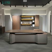 Bureau de direction moderne avec plateau en bois et armoire latérale intégrée pour mobilier de bureau de direction
