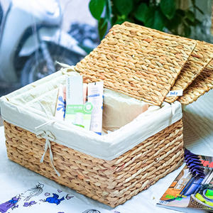 Panier de rangement en jacinthe d'eau personnalisé, panier rectangulaire tressé en jacinthe d'eau, boîte de rangement durable avec couvercle, boîte de finition en provenance du Vietnam - Product Image 6