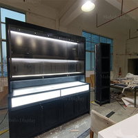Vitrine de présentation pour boutique, en verre, pour sacs et bijoux, meuble de magasin commercial, armoire de rangement verrouillable, noir mat, en forme de L, comptoir de centre commercial