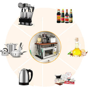 Estante Organizador de Cocina de Acero Inoxidable de 2 Niveles EE143, Estante Simple para Microondas con Superficie de Madera - Product Image 4