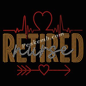 Free Custom Stretch Rhinestone <strong>Retired</strong> Nurse Iron on Transfer Design - Product Image 2