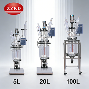 Stirring Mixing Agitated tank Glass Reactor With Double Receiving Flask - Product Image 1