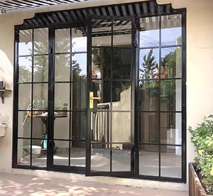 Puerta abatible <span class=keywords><strong>de</strong></span> vidrio templado doble a prueba <span class=keywords><strong>de</strong></span> agua <span class=keywords><strong>de</strong></span> acero <span class=keywords><strong>de</strong></span> hierro moderno Interior <span class=keywords><strong>de</strong></span> diseño francés arqueado - Product Image 6