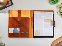 Porte-documents créatif personnalisé en cuir pour kits d'influenceurs PR, cadeaux de communication média