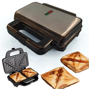 Sandwichera Eléctrica de 1000W para 4 Rebanadas, Tostadora y Grill Familiar Multifunción con Placas Antiadherentes <span class=keywords><strong>Extra</strong></span> Profundas para Waffles, Uso Doméstico - Product Image 1