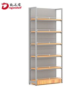 Estante de exhibición de <span class=keywords><strong>metal</strong></span> ligero de madera de gran oferta para estantes montados en la pared de tiendas de comestibles y supermercados - Product Image 4