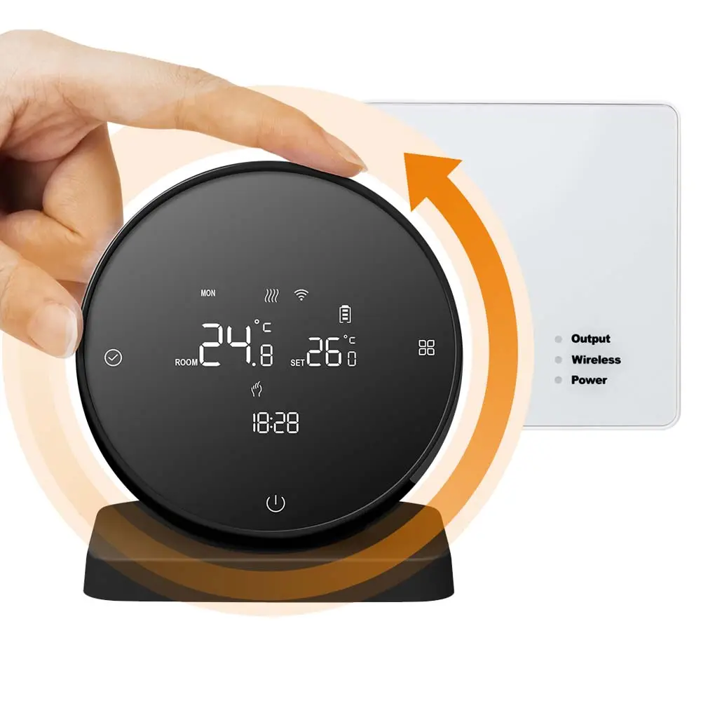 Wireless gas boiler heating 3A thermostat under smart Wifi phone control support dry contact connection