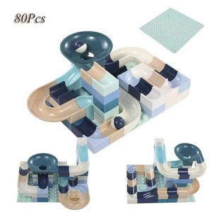 80 Miếng Khối Đá Cẩm Thạch Cuộc Đua Chạy Tương Thích Xây Dựng Khối Phễu Trượt Khối DIY Gạch Đồ Chơi Cho Trẻ Em - Product Image 1