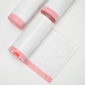 Sacs poubelle à gousset latéral en PE avec cordon de serrage de 15 à 18 gallons Grands revêtements de canettes Sacs à ordures blancs robustes Maison Cuisine Bureau - Product Image 2
