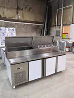Table de préparation à pizza en acier inoxydable personnalisable, comptoir à pizza réfrigéré, réfrigérateur à pizza avec tiroirs