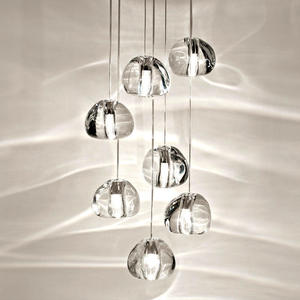 Lámpara Colgante de Lujo con Múltiples Luces LED, Esfera Espiral de Cristal, Burbujas Largas, para Escaleras y Techos - Product Image 3