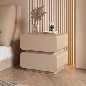 Mesa de Noche de Madera Maciza de Estilo Moderno y Sencillo con Gabinete de Almacenamiento Mini Ultraestrecho de Cuero para Dormitorio Pequeño o Sala de Estar - Product Image 3