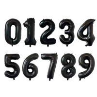 Ballons numériques noirs de 32 pouces dans un emballage individuel, ballons en aluminium numérique haut de gamme