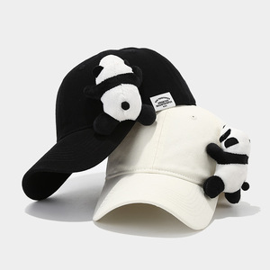 Casquette de baseball personnalisée, casquette snapback en gros - Casquette de baseball en PVC personnalisée avec motif panda en peluche mignon de dessin animé, style japonais pour femme, niche V - Product Image 3