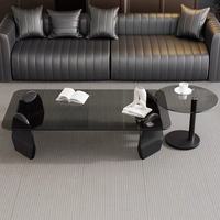 Table basse en verre trempé, table à thé rectangulaire minimaliste de style italien pour salon