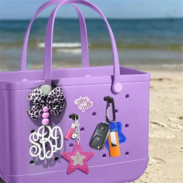 Large Size Eva Beach Bag Accessories For Bogg Bags Cute Charms Keychain fixing bracket for Simply Southern Beach Totes