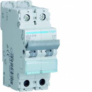 MCA516 Personalizzabile con Interruttore Automatico Miniaturizzato Hagers 6000A 10kA 1P+N curva C 16A 2M - Product Image 1