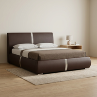Lit plateforme moderne et simple en cuir Willsoon, taille double, avec cadre en bois massif pour mobilier de maison, fabriqué en Chine par une usine de lits.