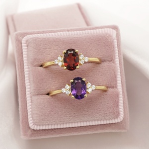 Bagues de fiançailles personnalisées en émeraude, plaquées or 14K 18K, argent sterling 925, diamant, pierres précieuses naturelles pour femmes - Product Image 6