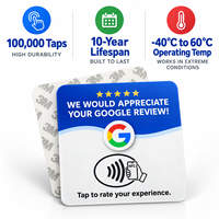 Carte de visite personnalisée RFID NFC QR 13,56 MHz, étanche, 12x12cm, NTag213 215 216 pour hôtel, carte de commentaires Google