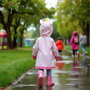Yeni çocuk yağmurluğu | Tam vücut su geçirmez | Yumuşak cilt dostu malzeme | Erkek ve kız için 3D karikatür tasarım - Product Image 1
