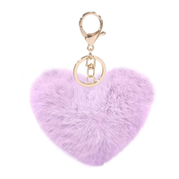 Porte-clés pompon en forme de coeur Mini porte-clés pompon fourrure boule de fourrure