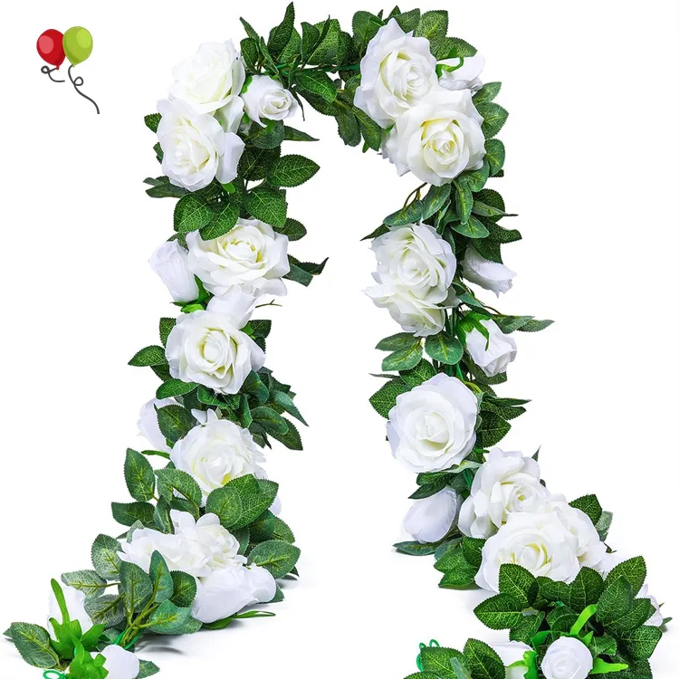 Guirlande de roses artificielles en soie, fausses fleurs, pour un arc de mariage, pour la maison, pour un décor mural, KZH318, 6,5 pieds