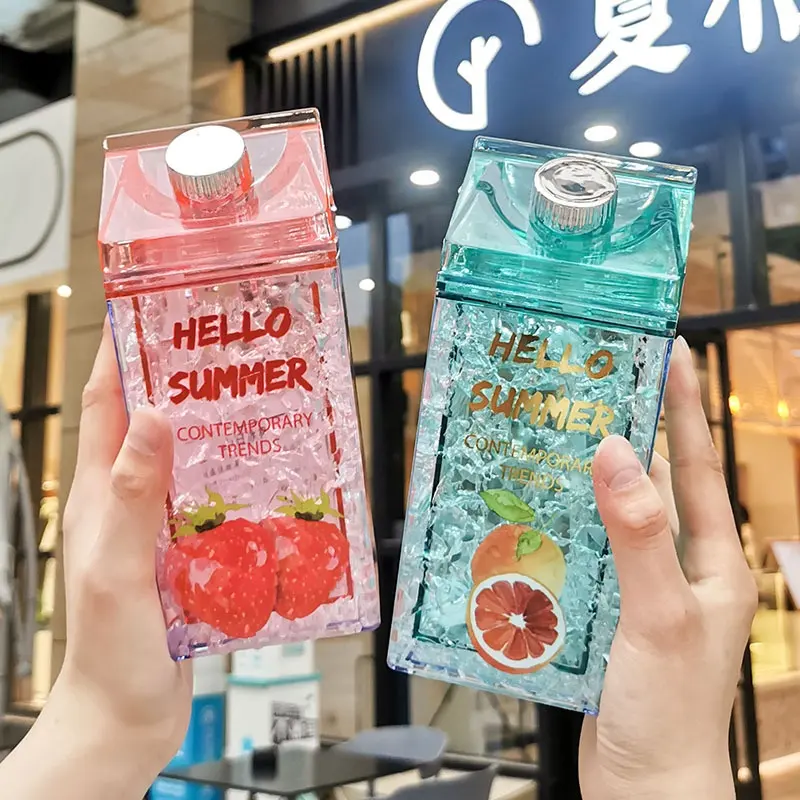 Nieuwe Zomer Fashion Leuke Fruit Ontwerp Houden Koude Plastic Melk Karton Water Fles