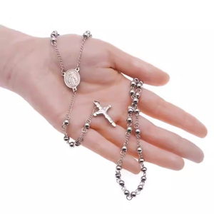 Collar de Cruz de Acero Inoxidable Barato al por Mayor, Collar Cristiano con Cuentas de Rosario, Religioso, R.GEM. Joyería para Mujeres y Hombres para el Islam - Product Image 1