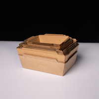 Grandes boîtes à emporter jetables pour le petit-déjeuner, le déjeuner, en papier kraft, pour pique-nique, contenants modernes pour la restauration rapide à emporter, emballages pour restaurants
