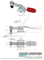 Pince à genouillère en acier laminé à froid avec poignée recouverte de caoutchouc, 80 °   Ouverture,90 °   Bras de pression, hauteur de serrage réglable, zingué