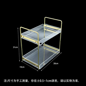 <b>Acrylic</b> Double Layer <b>Storage</b> Rack 30x19x31cm For Office Desktop Cosmetic Organizer Tiered Shelf Eco Friendly - Product Image 5