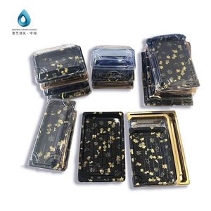 Bandeja de <span class=keywords><strong>sushi</strong></span> dorada Blister Contenedor de comida de plástico Plato de servicio para llevar Bandejas de <span class=keywords><strong>sushi</strong></span> de lujo desechables Caja de embalaje con tapa - Product Image 2